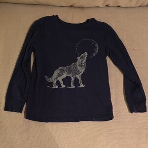 Tommy Bahama Navy Long-Sleeve Tee with Wolf Graphic